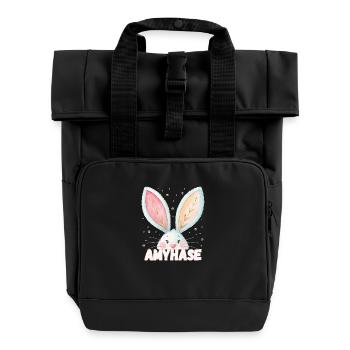 Name Amy Hase Amyhase Kosename - Rolltop Rucksack mit zwei Griffen - Schwarz - Vorne