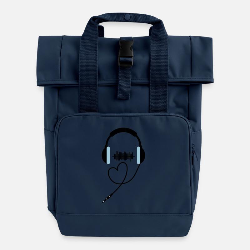 Écouteurs amoureux de DJing - Sac à dos Roll Top à deux anses - bleu marine