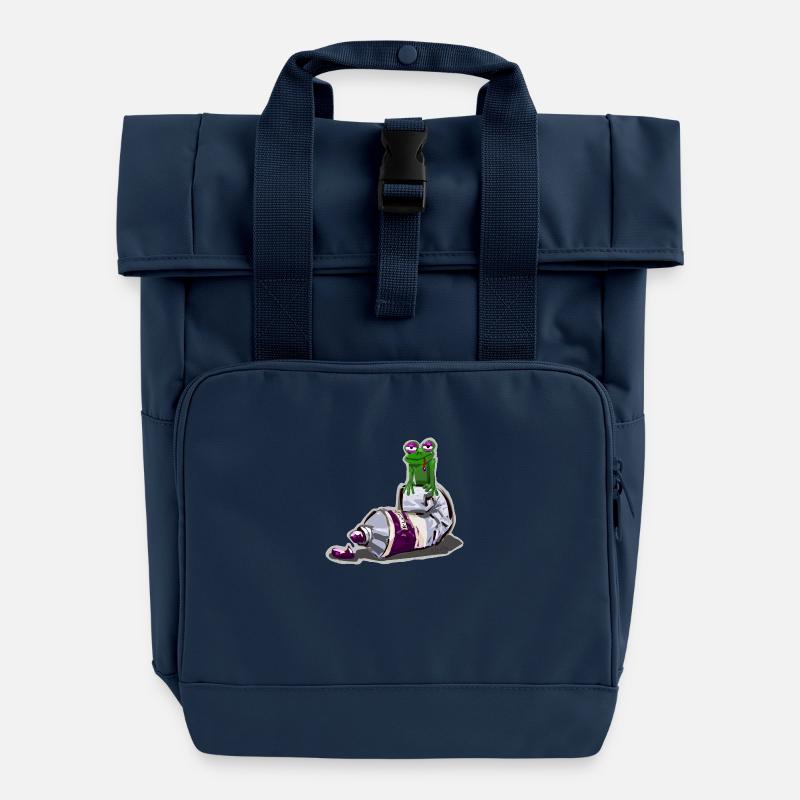 Oil Frog - Roll Top Backpack with Two Handles - navy