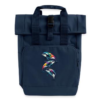 La fascination des orques : les chasseurs majestueux - Sac à dos Roll Top à deux anses - bleu marine - Devant