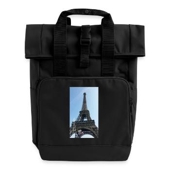 Eiffelturm Frankreich Paris Foto Geschenk Idee - Rolltop Rucksack mit zwei Griffen - Schwarz - Vorne