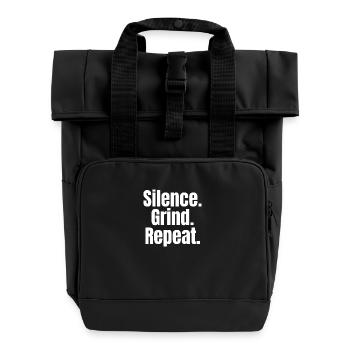 Silence. Croûte. Répéter. – Chemise de motivation - Sac à dos Roll Top à deux anses - noir - Devant