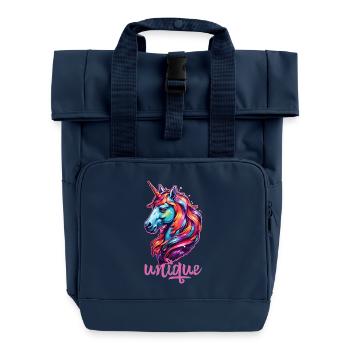 Unique - Roll Top Backpack with Two Handles - navy - Front