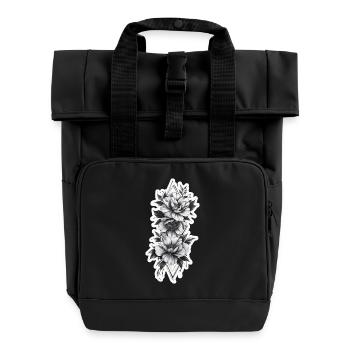 Bouquet de fleurs en forme tribale et tatouage - Sac à dos Roll Top à deux anses - noir - Devant