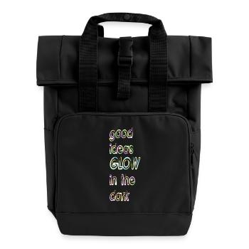 good ideas, GLOW in the dark - Roll Top Backpack with Two Handles - black - Front