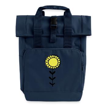 Sonnenblume Illustration - Rolltop Rucksack mit zwei Griffen - Navy - Vorne