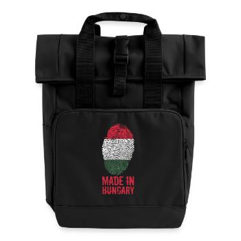 Made in Hungary / Gemacht in Ungarn Magyarország - Rolltop Rucksack mit zwei Griffen - Schwarz - Vorne