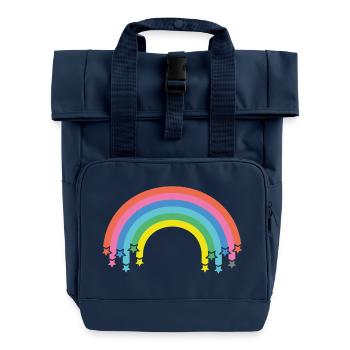 Arc-en-ciel avec étoiles - Sac à dos Roll Top à deux anses - bleu marine - Devant