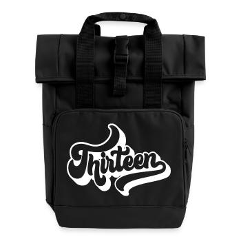 Cute 13th Birthday Gift 13 Years Old - Thirteen - Roll Top Backpack with Two Handles - black - Front