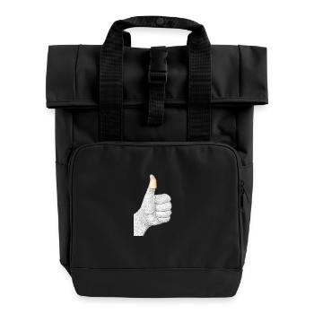 Hand mit Pflaster - Rolltop Rucksack mit zwei Griffen - Schwarz - Vorne