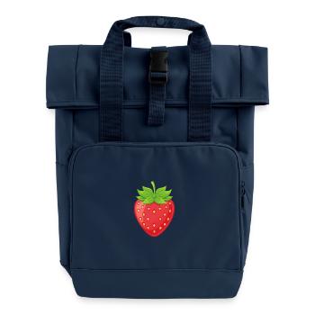 Strawberry Strawberry Fruit Fruit Fruit Drawing - Roll Top Backpack with Two Handles - navy - Front