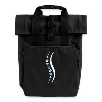 Blumen-Wirbelsäule blau - Rolltop Rucksack mit zwei Griffen - Schwarz - Vorne