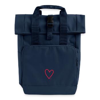 Heart. - Roll Top Backpack with Two Handles - navy - Front