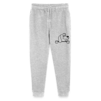 Dog Behind Wall Fence Sign Peeping Happy Cute - Stanley/Stella Mini Mover Teen Organic Jogging Trousers  - heather grey - Front
