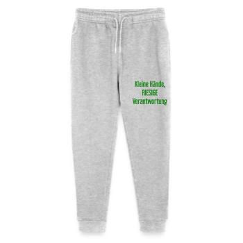 Small Hands, Huge Responsibility Parent Saying - Stanley/Stella Mini Mover Teen Organic Jogging Trousers  - heather grey - Front