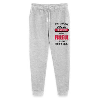 Parrain / Marraine / Filleule / Filleul / Baptême - Pantalon de jogging bio Mini Mover Stanley/Stella Ado  - gris chiné - Devant