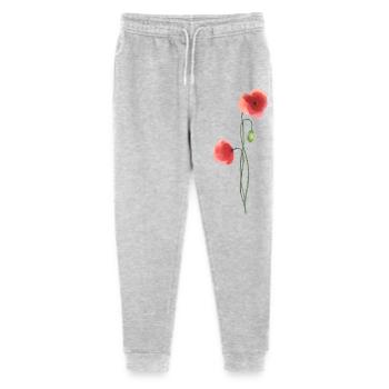Blume: roter Mohn - Stanley/Stella Teenager Bio Jogginghose Mini Mover  - Grau meliert - Vorne