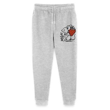 Maus mit Erdbeere - niedliches Naturdesign - Stanley/Stella Teenager Bio Jogginghose Mini Mover  - Grau meliert - Vorne