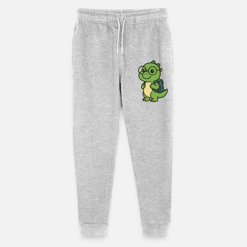Simpatico dinosauro con occhiali e cartella - Pantaloni sportivi ecologici Mini Mover per ragazzi di Stanley/Stella  - grigio melange