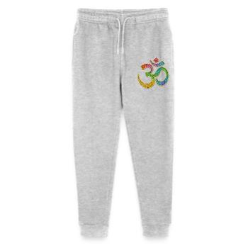 Regenbogen Om Symbol im Glitter-Design - Stanley/Stella Teenager Bio Jogginghose Mini Mover  - Grau meliert - Vorne
