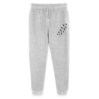 Flock of birds silhouette on black background - Stanley/Stella Mini Mover Teen Organic Jogging Trousers  - heather grey - Front