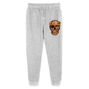 Gold and copper floral skull - gothic skull art - Stanley/Stella Mini Mover Teen Organic Jogging Trousers  - heather grey - Front