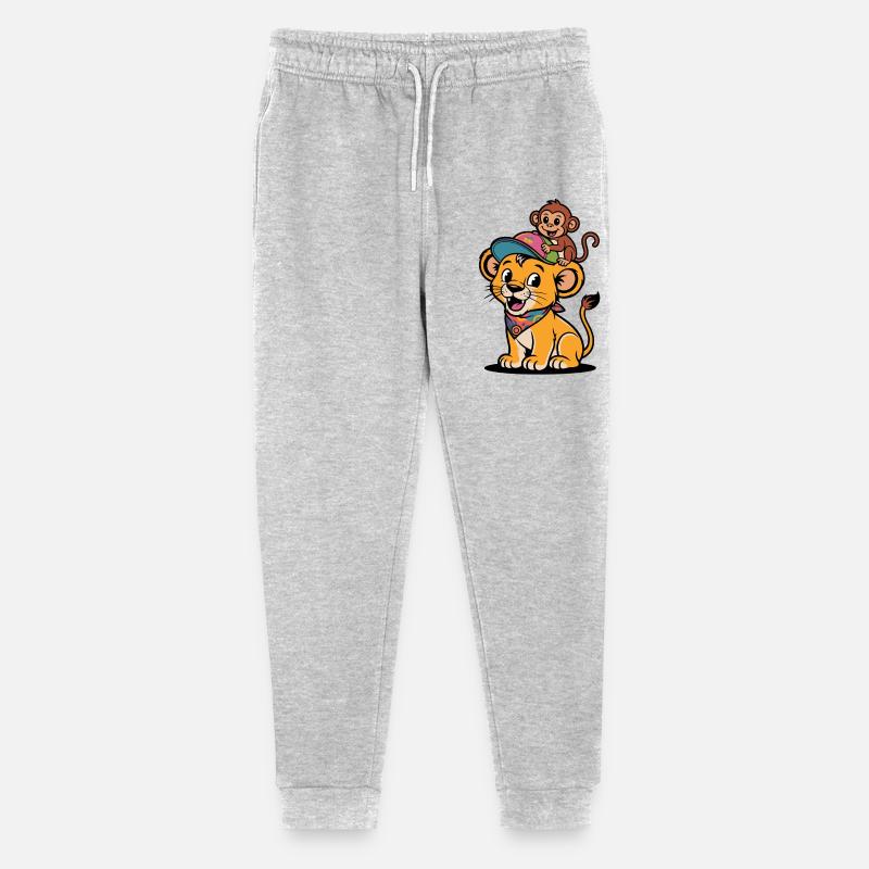 Lion et Singe mignons – Meilleurs amis - Pantalon de jogging bio Mini Mover Stanley/Stella Ado  - gris chiné
