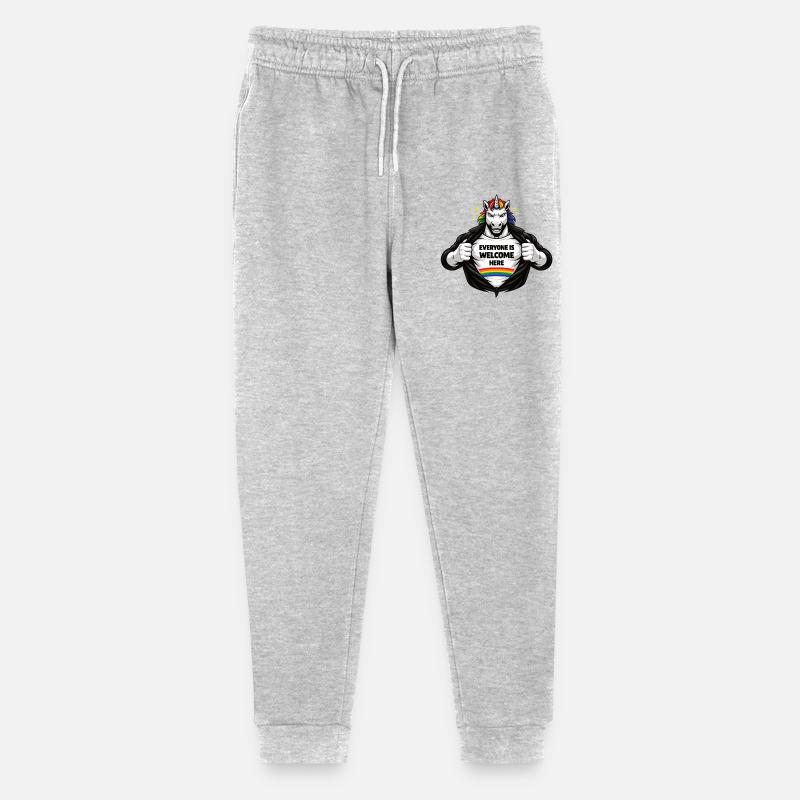 Design de déclaration arc-en-ciel Diversité & Respect - Pantalon de jogging bio Mini Mover Stanley/Stella Ado  - gris chiné