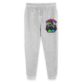 Bass mode on – Neon dinosaurs at the DJ booth - Stanley/Stella Mini Mover Teen Organic Jogging Trousers  - heather grey - Front