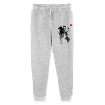 Border Collie Watercolor Heart Dog Gift - Stanley/Stella Mini Mover Teen Organic Jogging Trousers  - heather grey - Front