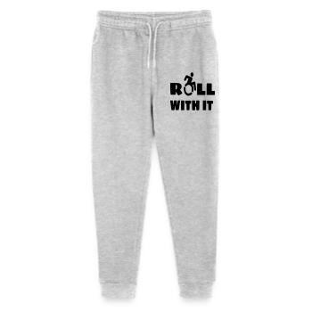 I roll with my wheelchair, roller, disabled # - Stanley/Stella Mini Mover Teen Organic Jogging Trousers  - heather grey - Front