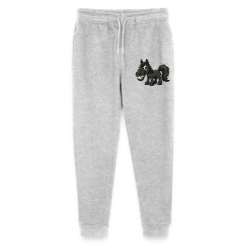 Verrücktes schwarzes Cartoon Pferd grinst - Stanley/Stella Teenager Bio Jogginghose Mini Mover  - Grau meliert - Vorne