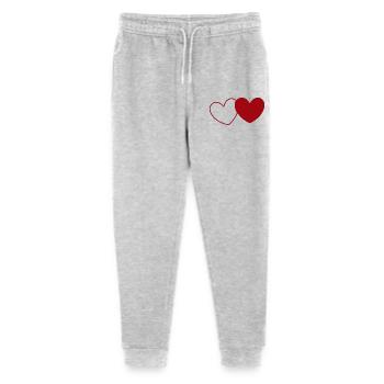2 rote Herzen Herz rot Geschenk Valentinstag - Stanley/Stella Teenager Bio Jogginghose Mini Mover  - Grau meliert - Vorne
