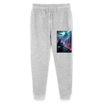 Cyberpunk graphics. - Stanley/Stella Mini Mover Teen Organic Jogging Trousers  - heather grey - Front