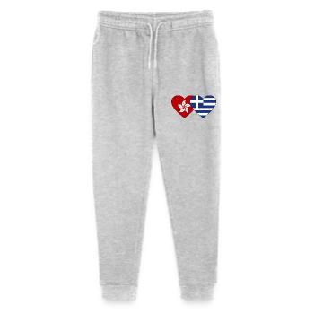 Hong Kong Greece Flag Heart - Stanley/Stella Mini Mover Teen Organic Jogging Trousers  - heather grey - Front