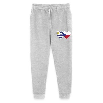 Uruguay Tschechien Herz Flagge - Stanley/Stella Teenager Bio Jogginghose Mini Mover  - Grau meliert - Vorne
