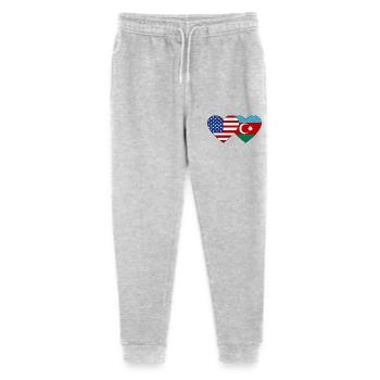 USA Azerbaijan flag heart - Stanley/Stella Mini Mover Teen Organic Jogging Trousers  - heather grey - Front