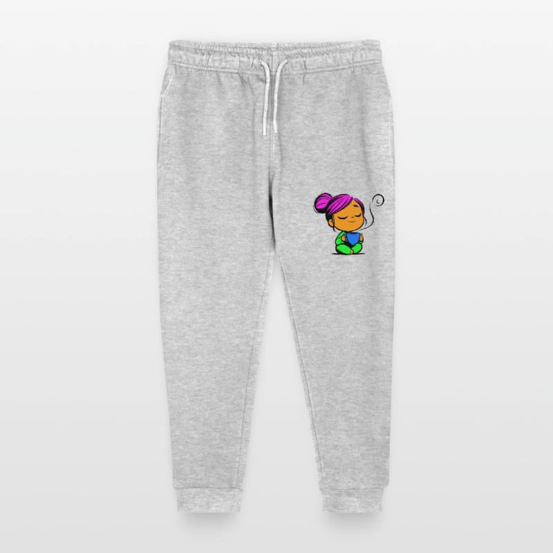 Tassmine enspannt mit einer Tasse Tee oder Kaffee Stanley/Stella Teenager Bio Jogginghose Mini Mover 