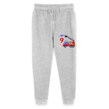 Fire engine 9 birthday children - Stanley/Stella Mini Mover Teen Organic Jogging Trousers  - heather grey - Front