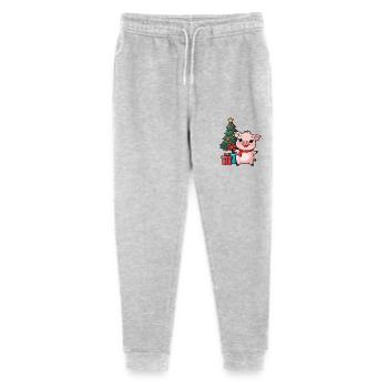 Cochon mignon célébrant Noël. - Pantalon de jogging bio Mini Mover Stanley/Stella Ado  - gris chiné - Devant