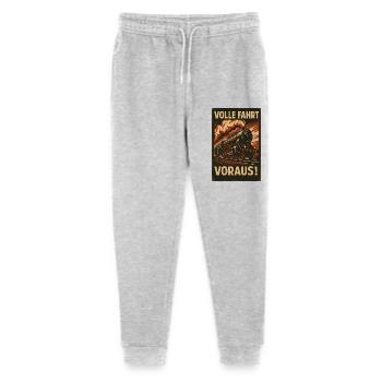 Railway steam locomotive full speed ahead - Stanley/Stella Mini Mover Teen Organic Jogging Trousers  - heather grey - Front