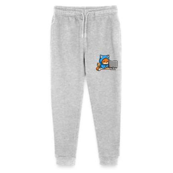 Niedliche Hacker Katze schläft im Hoodie vorm PC - Stanley/Stella Teenager Bio Jogginghose Mini Mover  - Grau meliert - Vorne