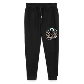 Lustiges Schäfermotiv mit Herde Schäfer und Spruch - Stanley/Stella Teenager Bio Jogginghose Mini Mover  - Schwarz - Vorne