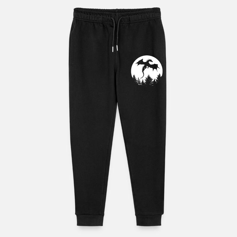Dragon devant la lune dans une forêt - Pantalon de jogging bio Mini Mover Stanley/Stella Ado  - noir