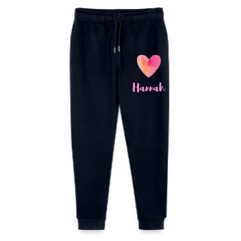 Hannah Pink Heart Feminine Girl Outfit Tee - Stanley/Stella Mini Mover Teen Organic Jogging Trousers  - navy - Front