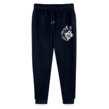 Schwarz-weißer Husky mit blauen Augen, geometrisch - Stanley/Stella Teenager Bio Jogginghose Mini Mover  - Navy - Vorne