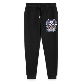 Glitzernder Skelettschädel mit Regenbogen - Stanley/Stella Teenager Bio Jogginghose Mini Mover  - Schwarz - Vorne