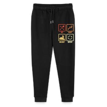 Eat Sleep Railway Repeat - Stanley/Stella Teenager Bio Jogginghose Mini Mover  - Schwarz - Vorne