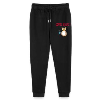 Eule und Kaffee (Englisch) - Stanley/Stella Teenager Bio Jogginghose Mini Mover  - Schwarz - Vorne