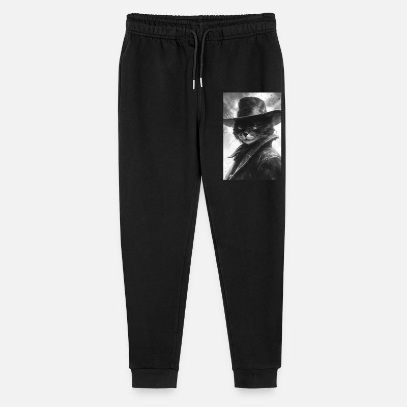 Chat noir et blanc dans un look cowboy - Pantalon de jogging bio Mini Mover Stanley/Stella Ado  - noir